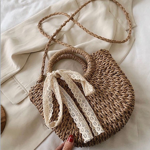 Woven straw handbag. NWOT - Picture 3 of 4